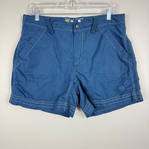 Mountain Hardwear Shorts Womens 10 Blue Hiking Outdoor Organic Cotton Pockets